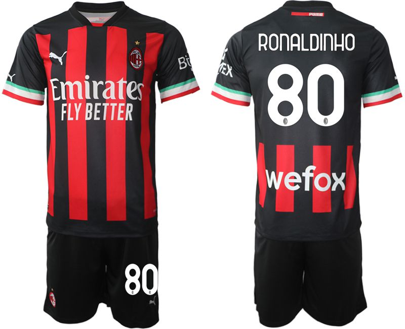 Men 2022-2023 Club Ac Milan home black 80 Soccer Jersey